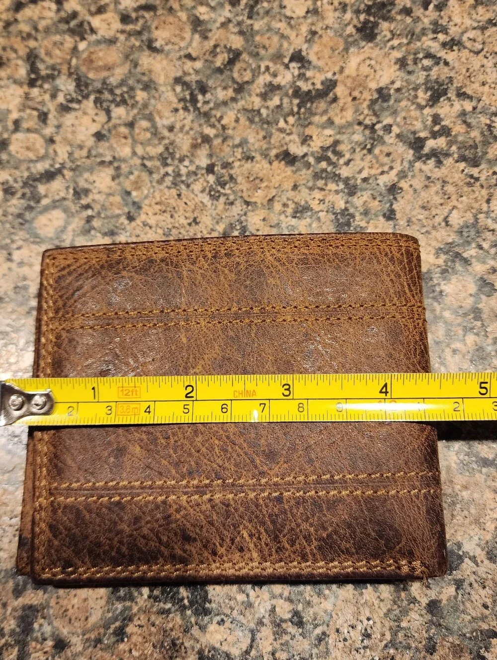 John Deere Brown Distressed Leather Bifold Wallet